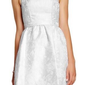 AIDAN by AIDAN MATTOX Ivory S/L Metallic Jacquard Fit Flare Dress size 8